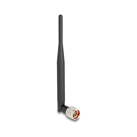 Delock WiFi 7 Antenne N Stecker 2 - 3 dBi 20.6 cm omnidirektional mit Kippgelenk und flexiblem Material schwarz