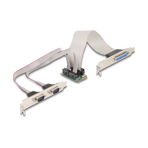 Mini PCIe I/O PCIe full size 1 x Parallel. 2 x Seriell RS-232 mit Spannungsversorgung 5 V / 12 V