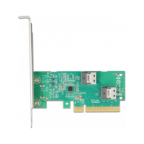 PCI Express 4.0 x8 Karte zu 2 x intern SFF-8654 4i NVMe - Bifurcation - Low Profile Formfaktor