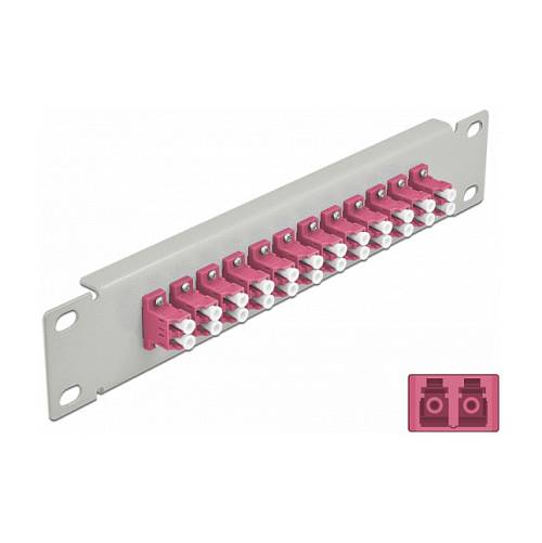 Delock 10? LWL Patchpanel 12 Port LC Duplex violett 1 HE grau