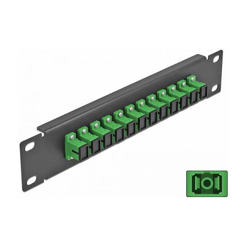 Delock 10? LWL Patchpanel 12 Port SC Simplex grün 1 HE schwarz