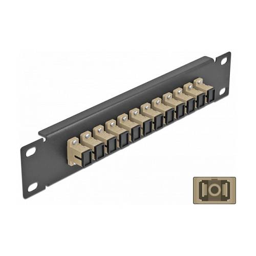 Delock 10? LWL Patchpanel 12 Port SC Simplex beige 1 HE schwarz