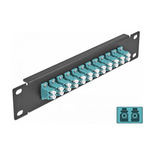 Delock 10? LWL Patchpanel 12 Port LC Duplex aqua 1 HE schwarz