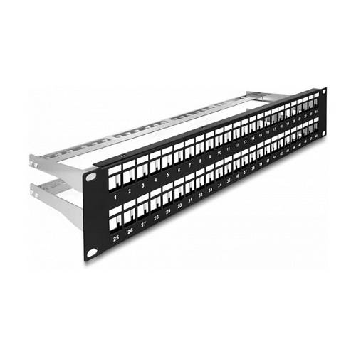 Delock 19? Keystone Patchpanel 48 Port mit Entlastungsschienen 2 HE schwarz