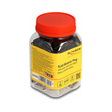 RJ45 Modularer Stecker mit Zugentlastung Cat.6A und robuster Knickschutztülle 25er Set