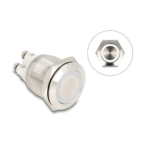 Drucktaster zum Einbau 19 mm 4 x Schraubklemme LED weiß