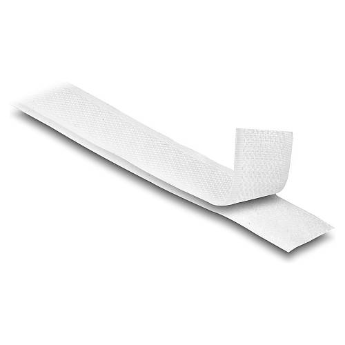 Strapazierfähiges Klettband mit Haft- und Flauschband L 25 m x B 20 mm weiß