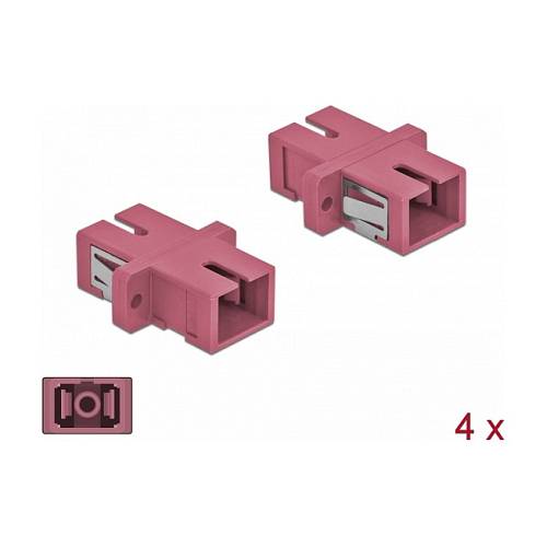 Delock LWL Kupplung SC Simplex Buchse zu SC Simplex Buchse Multimode 4 Stück violett
