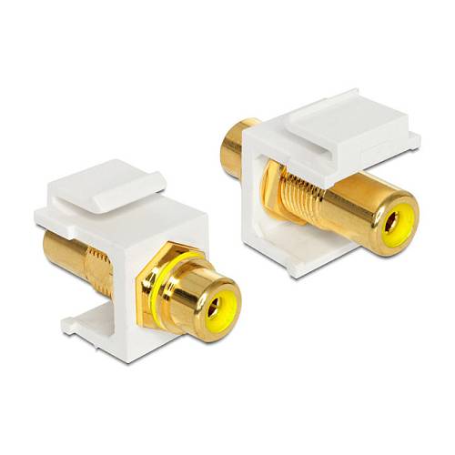 Keystone Modul Cinch Buchse > Cinch Buchse vergoldet gelb / weiß