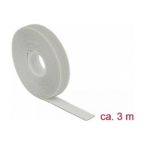 Klettband auf Rolle L 3 m x B 13 mm grau