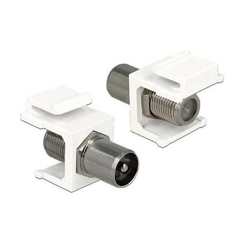 Keystone Modul IEC Stecker > F Buchse weiß
