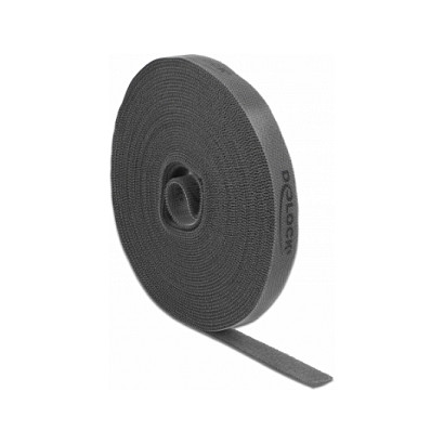 Klettband auf Rolle L 10 m x B 15 mm grau