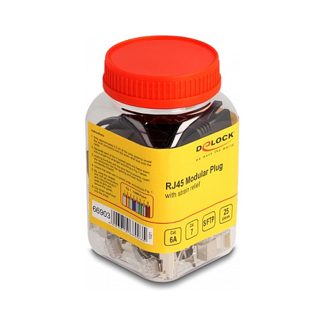 RJ45 Modularer Stecker mit Zugentlastung Cat.6A. Cat.7 und Knickschutztülle 25er Set