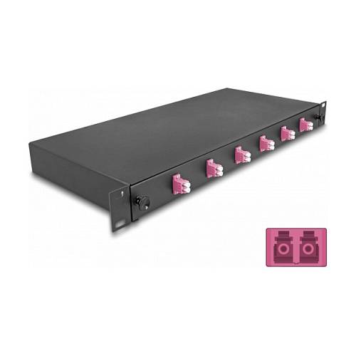 19? LWL Spleißbox 6 x LC Duplex OM4 1HE komplett bestückt