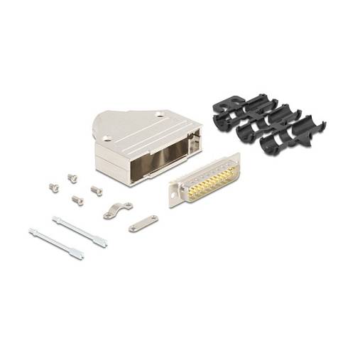 Sub-D Steckergehäuse 25 Pin aus Metall inklusive Steckerverbinder Stecker und Montagematerial