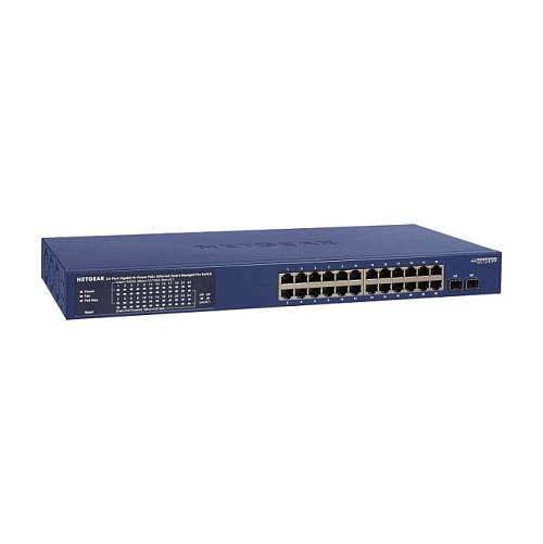 NETGEAR Smart GS724TP - Switch - L3 Lite - Smart - 24 x 10/100/1000 (PoE+) + 2 x Gigabit SFP - Desktop. an Rack montierbar - PoE+ (190 W)