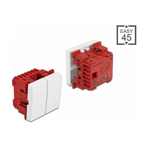 Easy 45 Wippschalter 2fach 45 x 45 mm. weiß