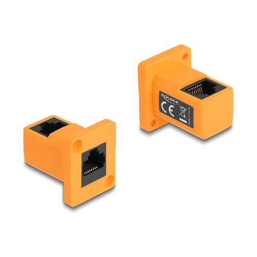 D-Typ Modul RJ45 Buchse zu Buchse 90° gewinkelt orange