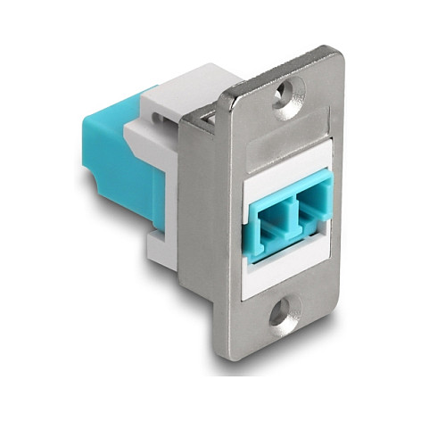 Panel Mount LC Duplex zu LC Duplex Buchse silber / weiß / aqua