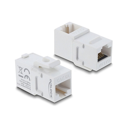 Keystone Modul Kupplung RJ45 Buchse zu Buchse Cat.6A 90° gewinkelt Kunststoff UTP weiß