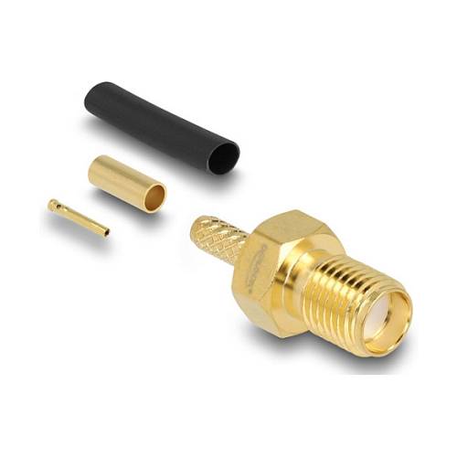 SMA Buchse zum Crimpen RG-174 / RG-316 mit passendem Schrumpfschlauch