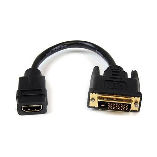 STARTECH.COM HDMI auf DVI Adapter 20cm - DVI-D 25 pin Stecker zu HDMI 19 pin Buchse - Monitor Dongle Adapterkabel