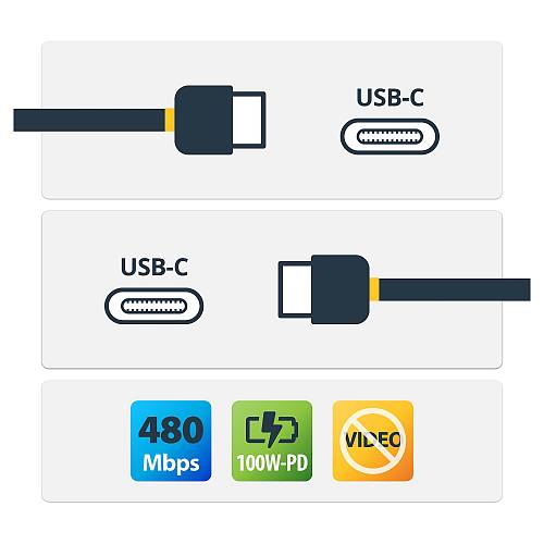 STARTECH.COM USB-C auf USB-C Kabel mit 5A Power Delivery - St/St - Weiss - 2m - USB 2.0 - USB-IF zertifiziert - USB Typ C Kabel