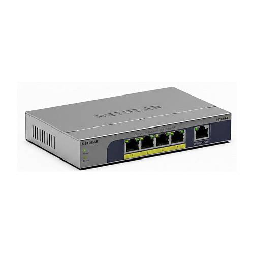 NETGEAR GS105P - Switch - unmanaged - 1 x 10/100/1000 + 4 x 10/100/1000 (PoE+) - Desktop. wandmontierbar - PoE+ (63 W)