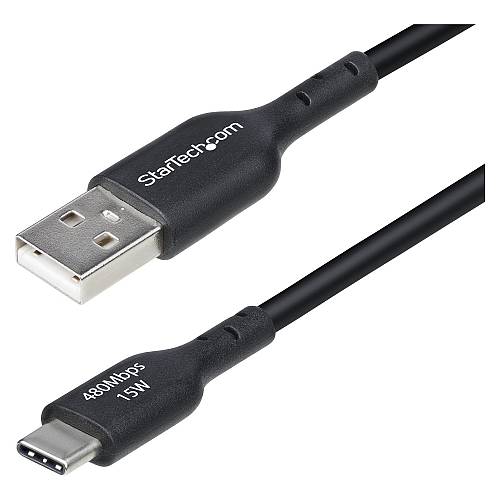 STARTECH.COM 30cm USB-A auf USB-C Ladekabel Laden & Synchronisieren 3A USB 2.0 TPE-Mantel Schwarzes USB Schnellladekabel