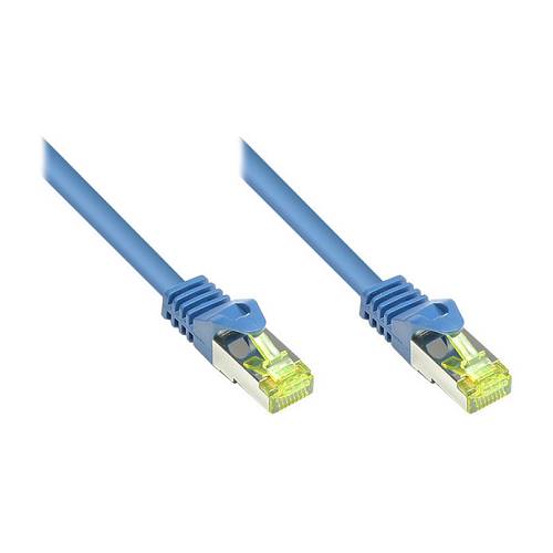 GoodConnections RJ45 Patchkabel mit Cat. 7 Rohkabel und Rastnasenschutz (). S/FTP. PiMF. halogenfrei. 500MHz. OFC. blau. 5m.