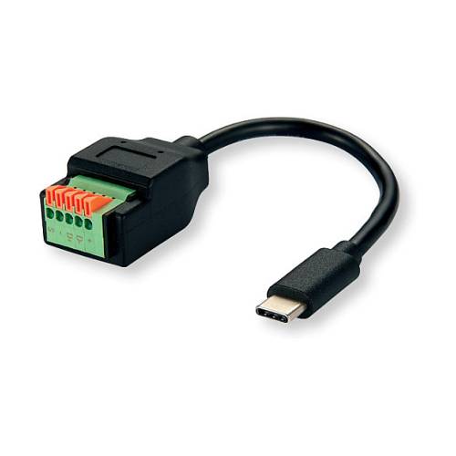 ROLINE Kabeladapter USB-Typ-C Stecker zu 5-Pin-Klemmleiste. (Drucktasten). 15 cm