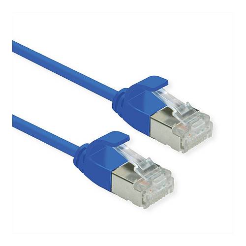 ROLINE GREEN U/FTP Patchkabel Cat.6A (Class EA). LSOH. slim. blau. 0.3 m