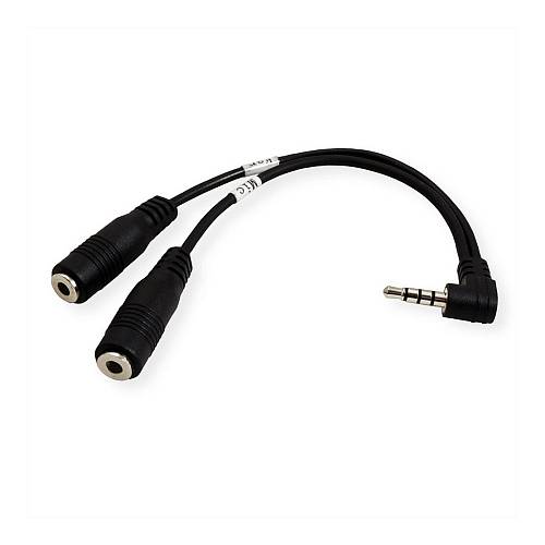 ROLINE 3.5mm Adapter 4polig (Mikrofon+Lautsprecher). schwarz. 15 cm