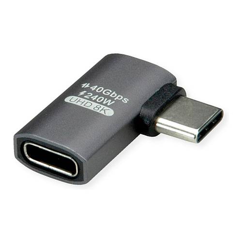 ROLINE USB4 Gen 3x2 Adapter Typ C ST/BU. Aluminium. 90. flach. silberfarben