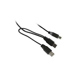 Synergy21 Kabel USB. A(St)2x => B(St). 1.0m. USB2.0. schwarz.