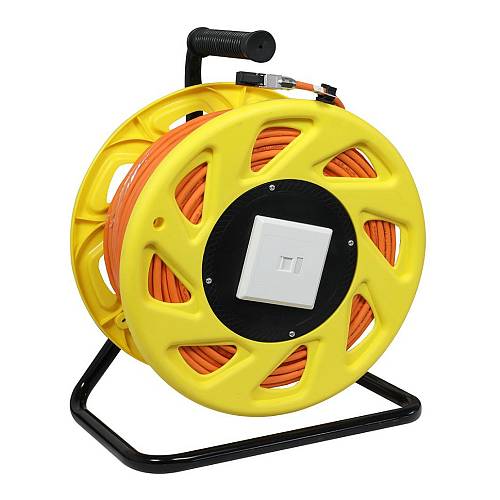 Synergy21 Kabeltrommel. CAT6A. 90m. CAT7A Rohkabel S-STP(S/FTP). mit 1x Buchse/Stecker RJ45(CAT6A). LSZH.