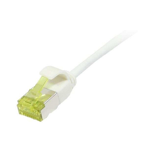 Synergy21 Patchkabel RJ45. CAT6A 500Mhz. 0.15m. weiss. U/FTP. slimline rund d=3.8mm. TPE/LSZH(Superflex). AWG32. mit CAT7 Rohkabel.