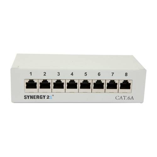 Synergy21 Patch Panel 8xTP. CAT6A. 500Mhz. Aufputz . Lichtgrau. LSA