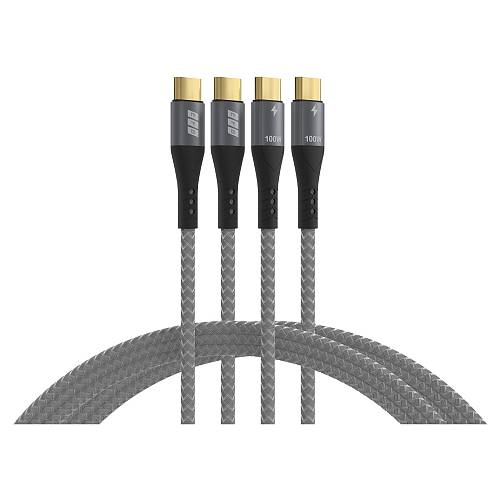 EFB USB-C Kabelset 100W PD 3.0 5A E-Marker Chip 2x2M grau
