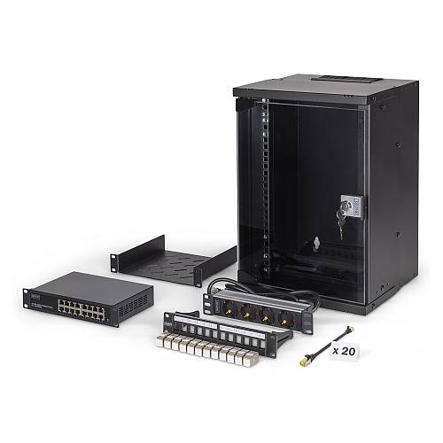 DIGITUS 10 Netzwerk-Set 9HE Wandgehuse und Zubehr schwarz