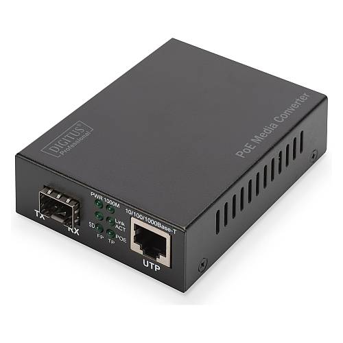 DIGITUS Konverter Gigabit PoE Media SFP/RJ45