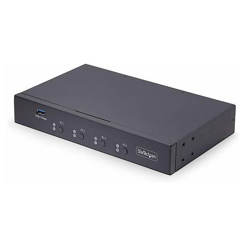 STARTECH.COM 4-Port KM Switch mit Maus-Roaming USB 3.0 Umschalter Tastatur und Maus Switch 3.5mm/USB Audio TAA Konform