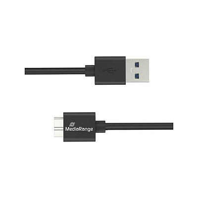 MediaRange Ladekabel USB-A auf Micro-B USB 3.0. 1.8m. sw