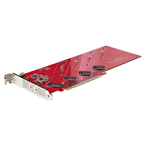 STARTECH.COM Quad M.2 PCIe Adapterkarte PCI Express 4.0 x16 auf Vierfach NVMe oder AHCI M-Key M.2 SSDs 7.8GBit/s je SSD Bifurkation