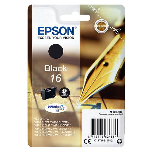 EPSON 6LB 16 ink cartridge black standard capacity 5.4ml 175 pages 1-pack RF-AM blister w/s