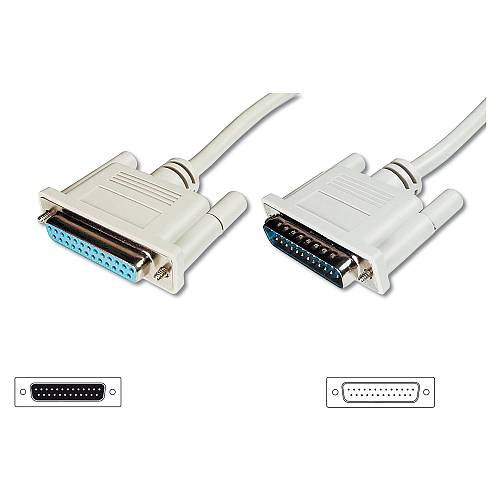 DIGITUS Datatransfer Verlngerung D-Sub25 St/Bu 10.0m. beige
