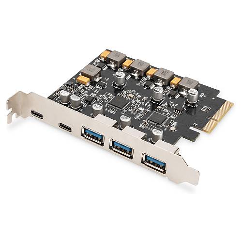 DIGITUS PCIe Karte 2x USB-C + 3x USB A