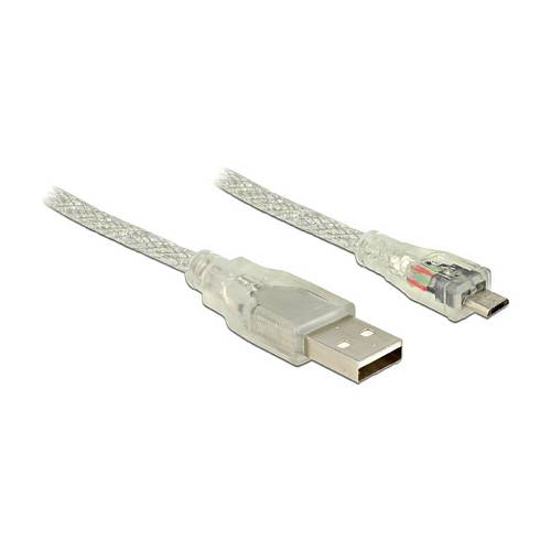 DELOCK Kabel USB 2.0 Typ-A Stecker > USB 2.0 Micro-B Stecker 1.5 m transparent
