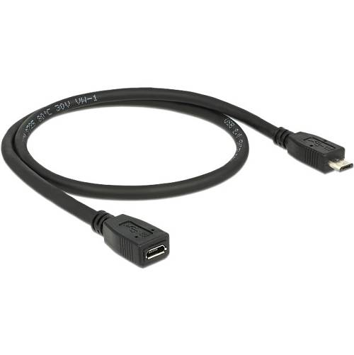 DELOCK Kabel USB 2.0 Micro B Stecker > USB 2.0 Micro B Buchse Verlngerung 0.5m