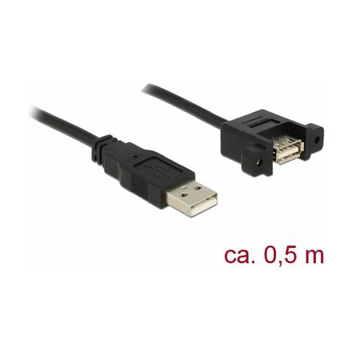 DELOCK Kabel USB 2.0 Typ-A Stecker > USB 2.0 Typ-A Buchse zum Einbau 0.5m